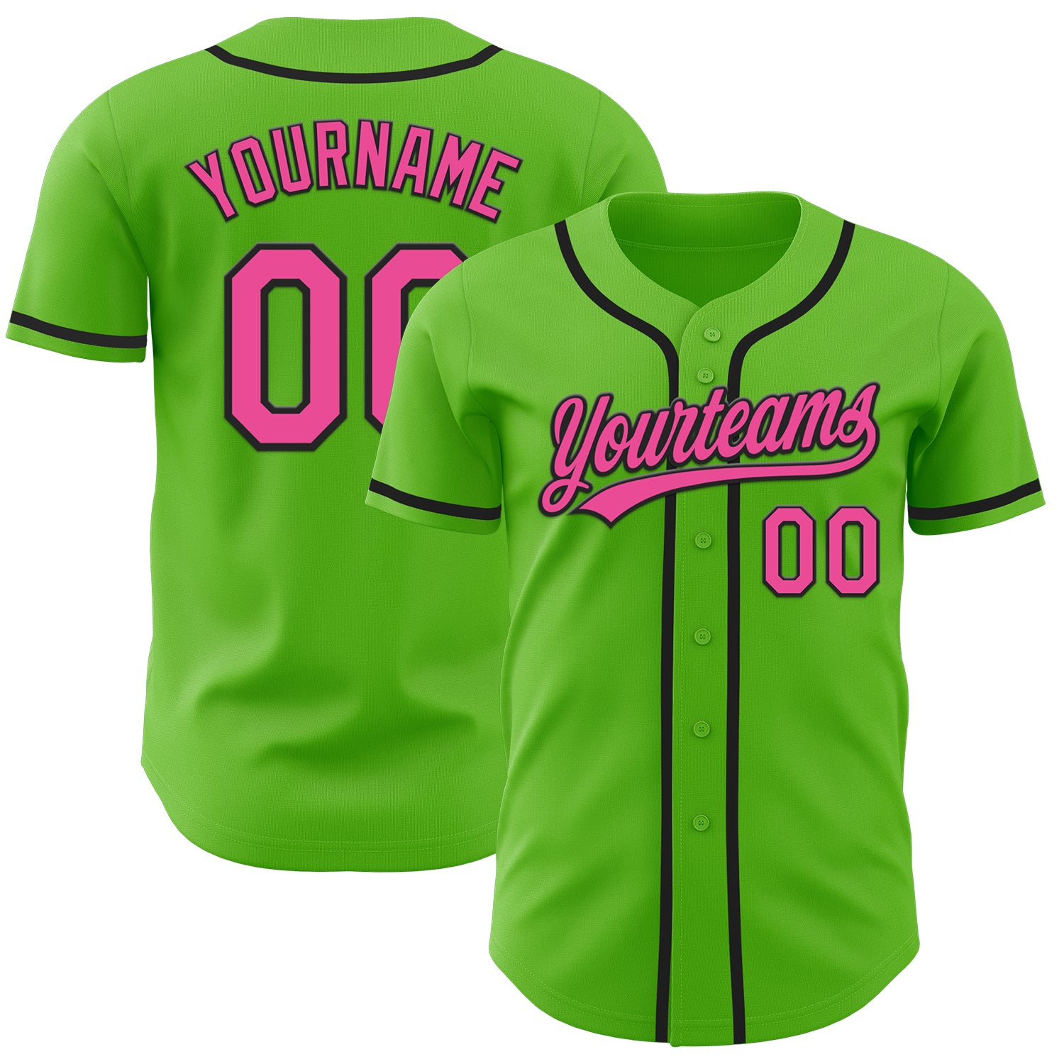 Personalized Custom Name and Number Authentic Baseball Jersey - Aurora Green Pink-Black Personalized Aurora Green Pink-Black