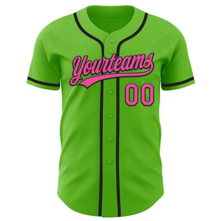Personalized Custom Name and Number Authentic Baseball Jersey - Aurora Green Pink-Black Personalized Aurora Green Pink-Black