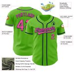 Personalized Green Pink-Navy Aurora Baseball Jersey for Custom Team Wear Personalized Aurora Green Pink-Navy Baseball Jersey