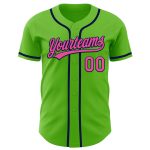 Personalized Green Pink-Navy Aurora Baseball Jersey for Custom Team Wear Personalized Aurora Green Pink-Navy Baseball Jersey