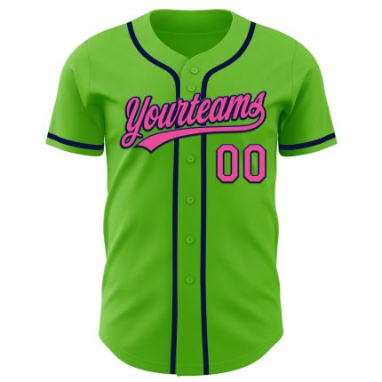Personalized Green Pink-Navy Aurora Baseball Jersey for Custom Team Wear Personalized Aurora Green Pink-Navy Baseball Jersey