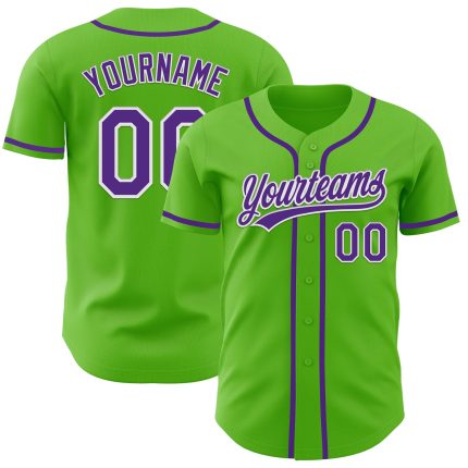 Custom Authentic Baseball Jersey with Personalized Name and Number - Aurora Green Purple White Personalized Aurora Green