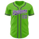 Custom Authentic Baseball Jersey with Personalized Name and Number - Aurora Green Purple White Personalized Aurora Green