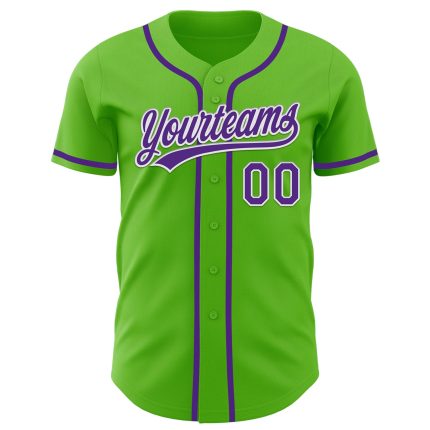 Custom Authentic Baseball Jersey with Personalized Name and Number - Aurora Green Purple White Personalized Aurora Green