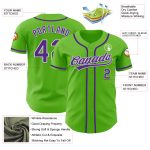 Custom Authentic Baseball Jersey with Personalized Name and Number - Aurora Green Purple White Personalized Aurora Green