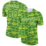 Personalized 3D Crocodile Performance T-Shirt in Aurora Green and White Personalized Aurora Green White 3D Crocodile Performance
