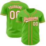 Custom Name Number Authentic Green White-Orange Aurora Baseball Jersey Team Personalized Personalized Aurora Green White-Orange