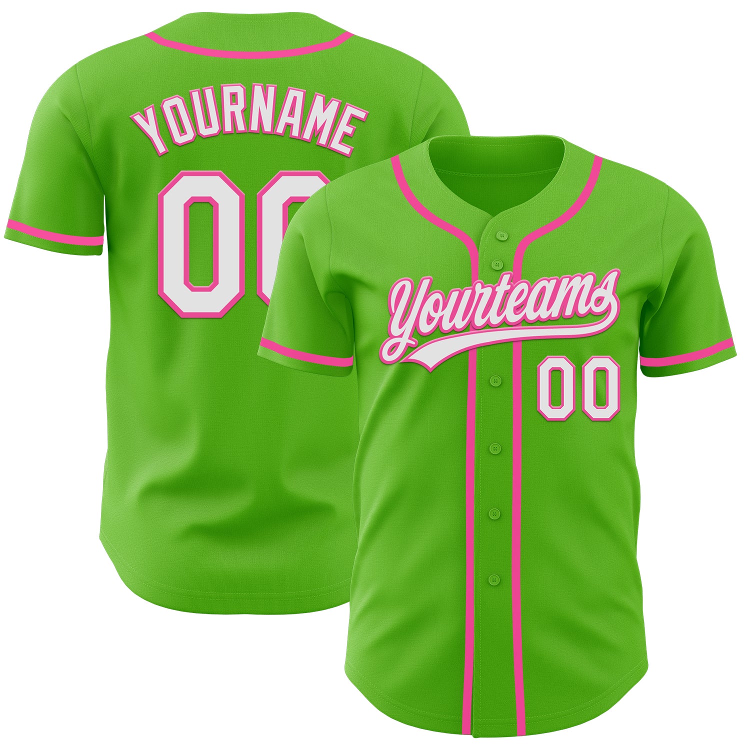 Personalized Green White-Pink Baseball Jersey | Custom Aurora Design Personalized Aurora Green White-Pink Baseball Jersey