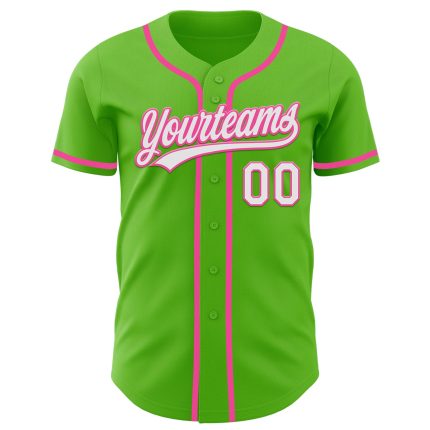 Personalized Green White-Pink Baseball Jersey | Custom Aurora Design Personalized Aurora Green White-Pink Baseball Jersey