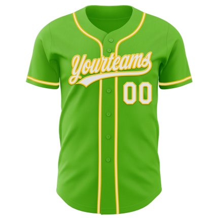 Custom Aurora Green White-Yellow Authentic Baseball Jersey with Personalized Name and Number Personalized Aurora Green White-Yellow