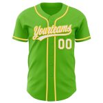 Personalized Green White-Yellow Baseball Jersey for Kids and Adults Personalized Aurora Green White-Yellow Baseball Jersey