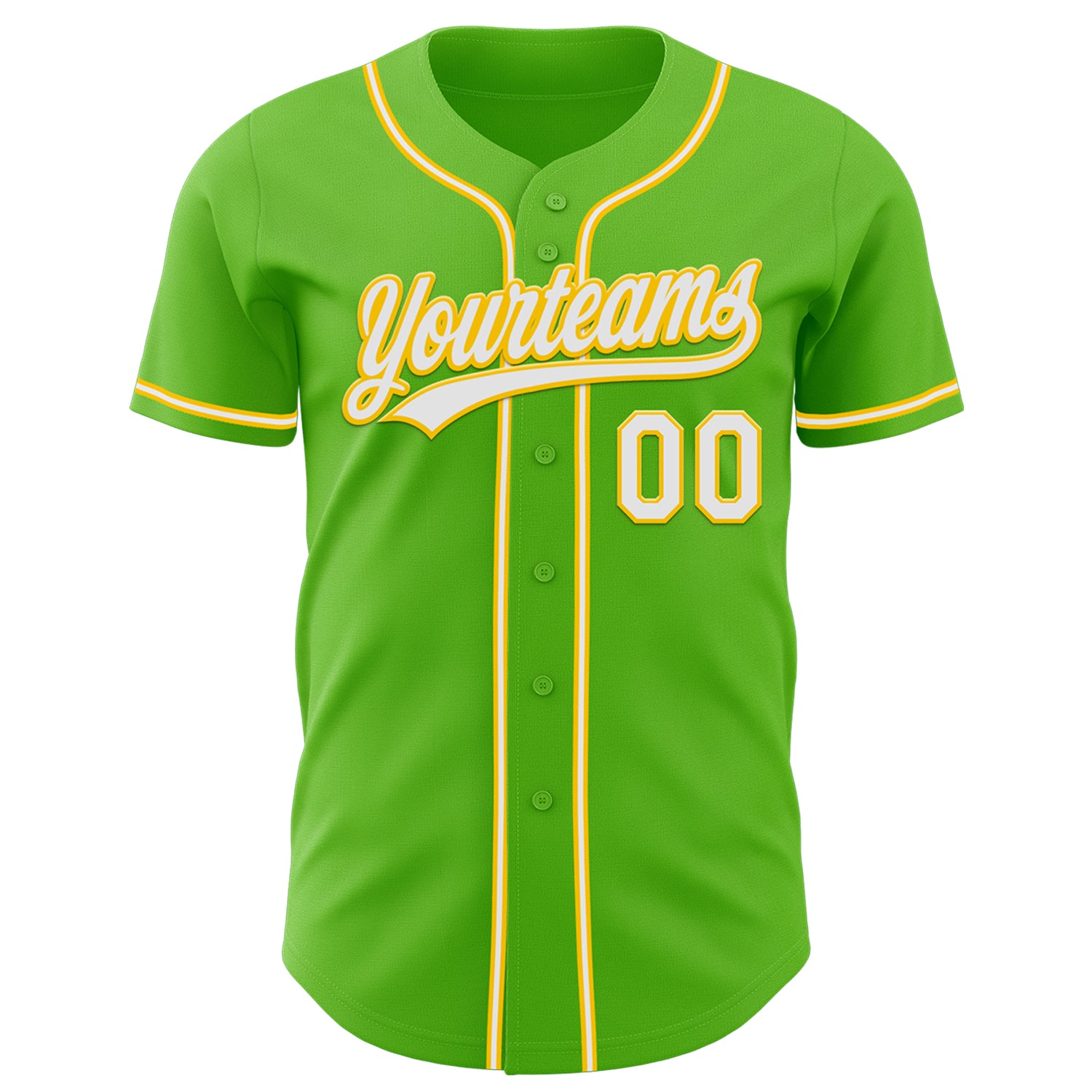 Personalized Green White-Yellow Baseball Jersey for Kids and Adults Personalized Aurora Green White-Yellow Baseball Jersey - Image 2