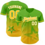 Custom Name and Number Baseball Jersey - Personalized Aurora Green Yellow-White Twinkle Star 3D Pattern Design Personalized