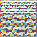 Personalized Autism Awareness 3D Baseball Jersey Light Blue-White Custom Name & Number Personalized Autism Awareness Puzzle