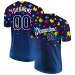 Personalized Autism Awareness Navy-White 3D Performance T-Shirt with Puzzle Design Personalized Autism Awareness Puzzle Pieces