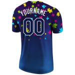 Personalized Autism Awareness Navy-White 3D Performance T-Shirt with Puzzle Design Personalized Autism Awareness Puzzle Pieces