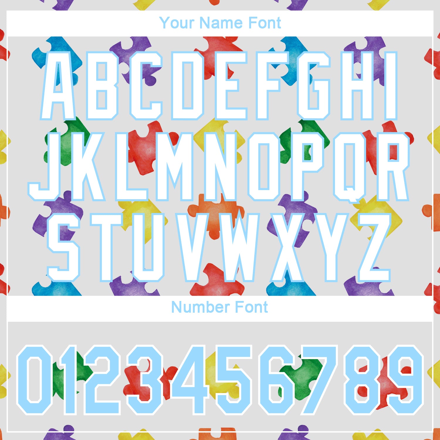 Personalized Autism Awareness Puzzle Pieces White-Light Blue 3D Authentic Baseball Jersey Team Custom Name and Number Autism Awareness Custom Name Number 3D Baseball Jersey White Light Blue Personalized Puzzle Pieces Personalized Autism Awareness - Image 5