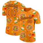 Personalized Orange Black 3D Food T-Shirt for Pizza and Burger Lovers, Performance Apparel Personalized Bay Orange Black