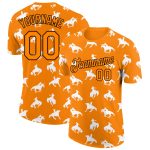 Personalized Cowboy Rodeo T-Shirt with Custom Name & Number, 3D Bay Orange Black Pattern Design, Team Performance Wear Personalized