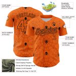 Custom Personalized Baseball Jersey - 3D Spider Web Design in Bay Orange & Black with Team Name & Number Personalized Bay