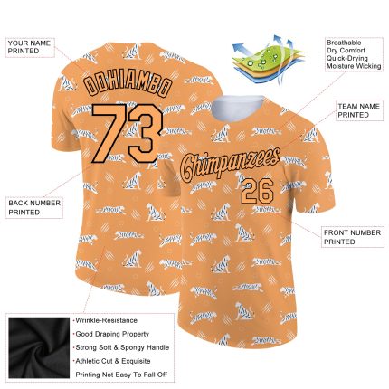 3D Tiger Performance T-Shirt - Personalized Bay Orange Black Design Personalized Bay Orange Black 3D Tiger Performance T-Shirt