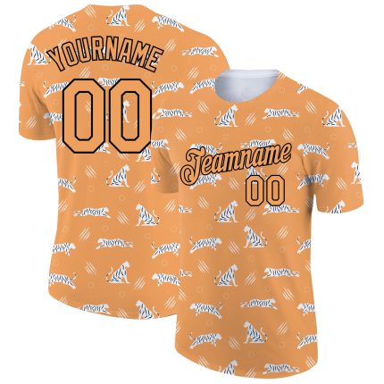 3D Tiger Performance T-Shirt - Personalized Bay Orange Black Design Personalized Bay Orange Black 3D Tiger Performance T-Shirt