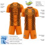 Custom Sublimation Soccer Jersey - Bay Orange Black Lines Design Personalized Bay Orange Black Lines Sublimation Soccer Uniform