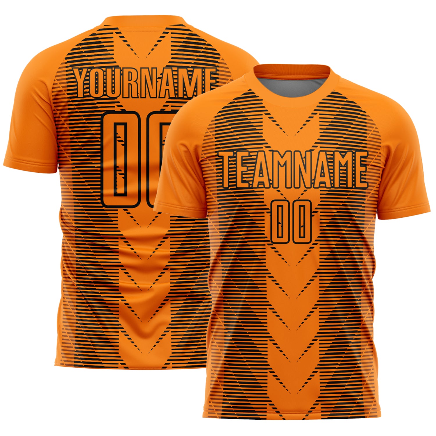 Custom Sublimation Soccer Jersey - Bay Orange Black Lines Design Personalized Bay Orange Black Lines Sublimation Soccer Uniform