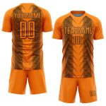 Custom Sublimation Soccer Jersey - Bay Orange Black Lines Design Personalized Bay Orange Black Lines Sublimation Soccer Uniform