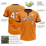 Personalized Softball Jersey Unisex Black Orange Pinstripe Two-Button White Design Personalized Bay Orange Black Pinstripe