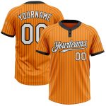 Personalized Softball Jersey Unisex Black Orange Pinstripe Two-Button White Design Personalized Bay Orange Black Pinstripe
