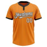 Custom Unisex Two-Button Softball Jersey - Personalized Bay Orange Black Pinstripe with Name and Number Personalized Bay