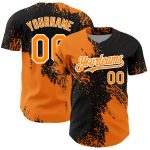 Personalized 3D Abstract Brush Stroke Baseball Jersey - Bay Orange Black-White Personalized Bay Orange Black-White 3D Abstract