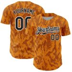 Personalized 3D Abstract Fluid Baseball Jersey - Bay Orange Black-White Design Personalized Bay Orange Black-White 3D Abstract