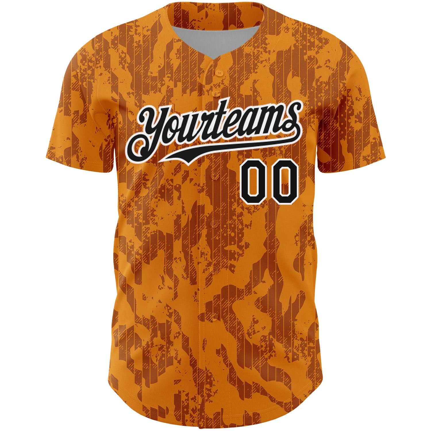 Personalized 3D Abstract Fluid Baseball Jersey - Bay Orange Black-White Design Personalized Bay Orange Black-White 3D Abstract - Image 2