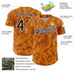 Custom Abstract Fluid 3D Pattern Baseball Jersey - Personalized Bay Orange Black-White Team Name & Number Personalized Bay