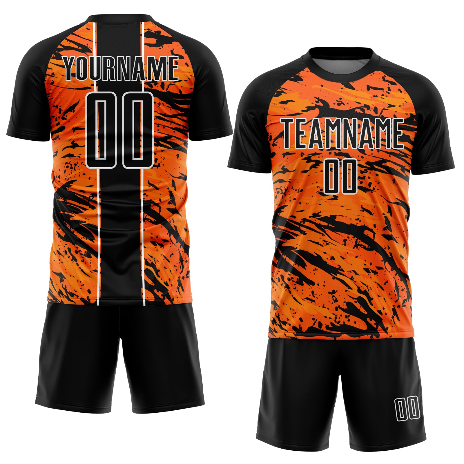 Personalized Orange Black-White Abstract Soccer Jersey - Fluid Sublimation Uniform Personalized Bay Orange Black-White Abstract - Image 2