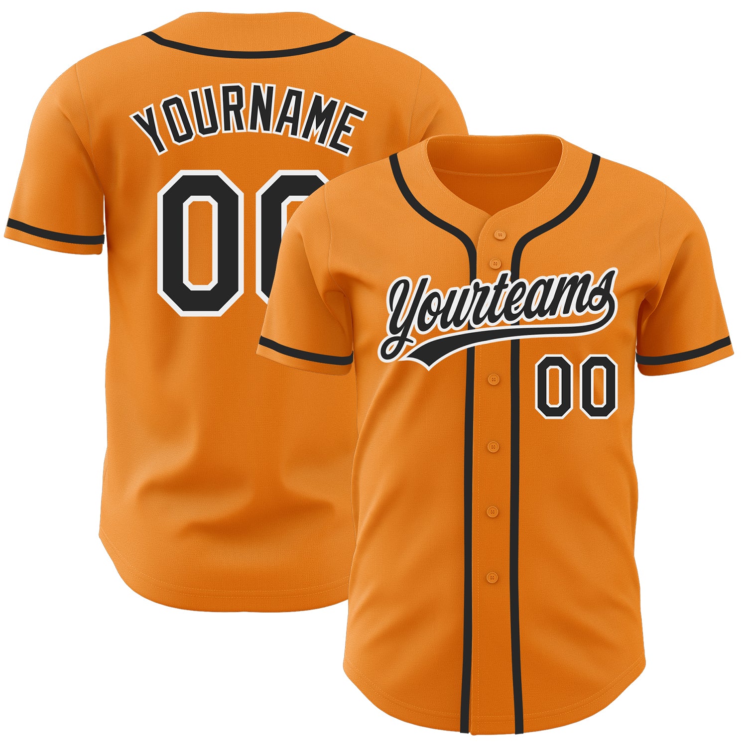 Custom Name Number Authentic Baseball Jersey - Personalized Bay Orange Black-White Team Personalized Bay Orange Black-White