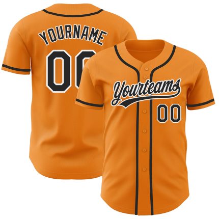 Personalized Orange Black-White Baseball Jersey for Men and Women Personalized Bay Orange Black-White Baseball Jersey