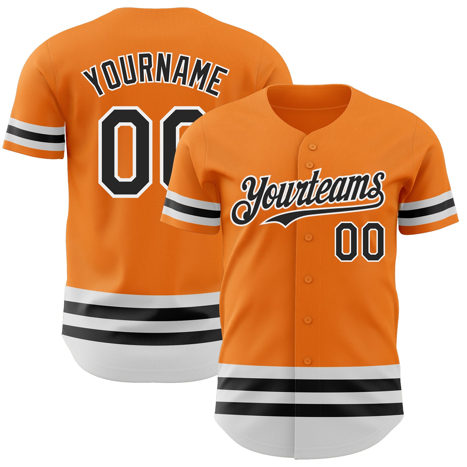 Custom Name and Number Authentic Baseball Jersey in Bay Orange Black-White Line - Personalized Team Apparel Personalized