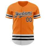 Custom Bay Orange Black and White Baseball Jersey for Personalized Style Personalized Bay Orange Black-White Line Baseball