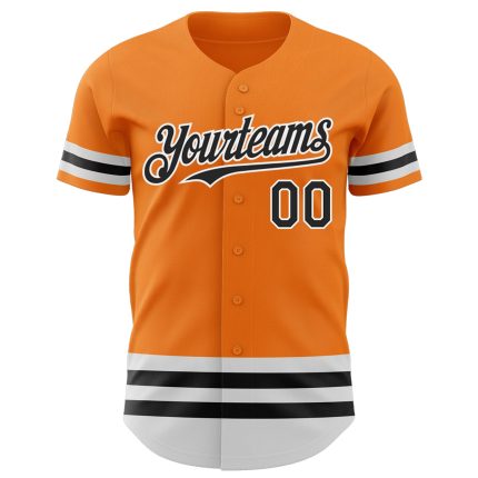 Custom Bay Orange Black and White Baseball Jersey for Personalized Style Personalized Bay Orange Black-White Line Baseball