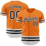 Custom Bay Orange Black and White Baseball Jersey for Personalized Style Personalized Bay Orange Black-White Line Baseball