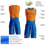 Personalized Bay Orange Blue Color Splash Basketball Jersey Round Neck Suit Personalized Bay Orange Blue Color Splash Round