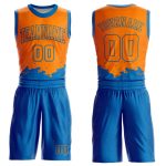 Personalized Bay Orange Blue Color Splash Basketball Jersey Round Neck Suit Personalized Bay Orange Blue Color Splash Round