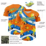 Custom Name Number Baseball Jersey Champion Trophy 3D Pattern Orange Electric Blue-Light Yellow Design Personalized Bay Orange