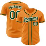 Personalized Orange Green-White Baseball Jersey for Kids and Adults Personalized Bay Orange Green-White Baseball Jersey