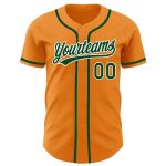 Personalized Orange Green-White Baseball Jersey for Kids and Adults Personalized Bay Orange Green-White Baseball Jersey
