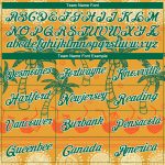 Personalized 3D Pattern Basketball Jersey Hawaii Beach Palm Trees Custom Name & Number - Bay Orange Kelly Green-White Personalized