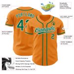 Custom Authentic Baseball Jersey with Personalized Name and Number in Bay Orange and Kelly Green-White Personalized Bay Orange